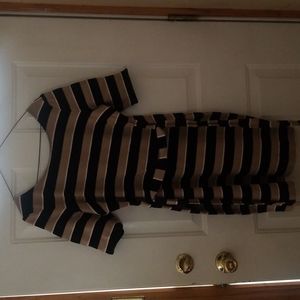 Banana Republic dress,  size L, black and beige stripes